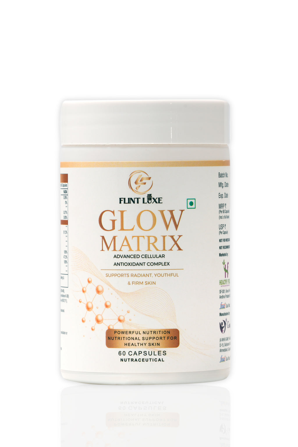 FLINT LUXE Glow Matrix Anti-Oxidant Capsules | Skin Hydration Supplement
